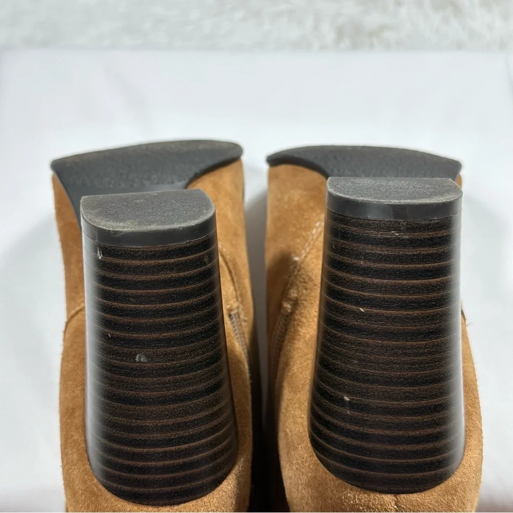Sam Edelman Over the Knee Suede Boots Womens 8M Tan Block Heel Crisscross Wrap
